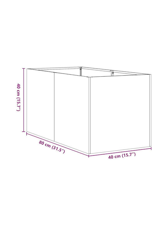 vidaXL Ζαρντινιέρα Μεταλλική Ασημι 40x80x40εκ.