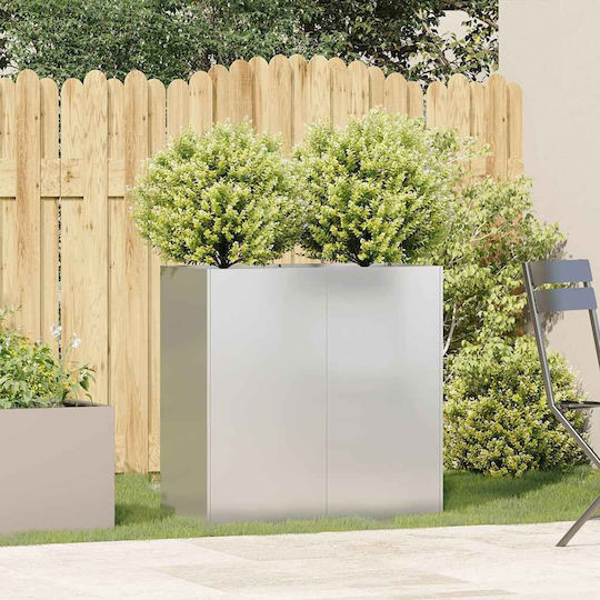 vidaXL Planter Box Metalic Argintiu 80x40x80 cm
