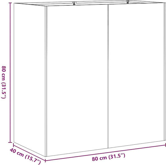vidaXL Planter Box Metalic Argintiu 80x40x80 cm
