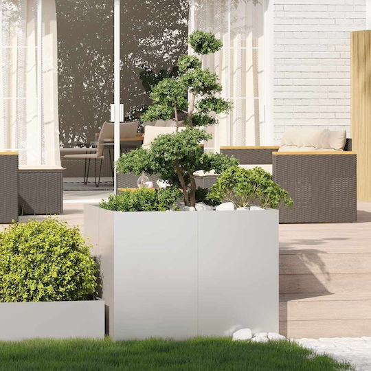 vidaXL Metallic Silver Planter Box 100x100x80cm