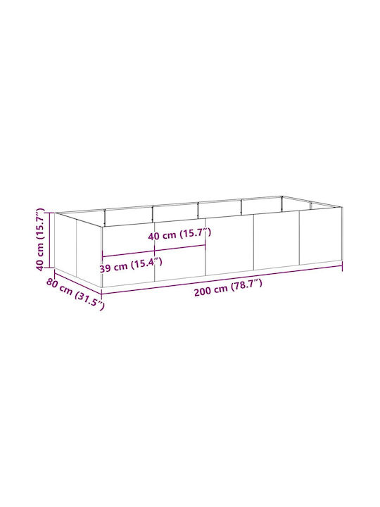 vidaXL Blumenkasten Metallisch Silver 200x80x40cm.