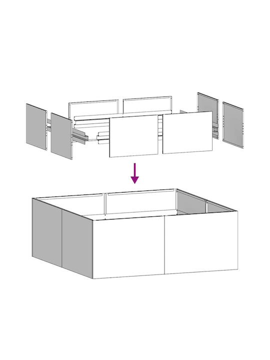 vidaXL Кутия за саксии Метал Silver 80x80x30см.