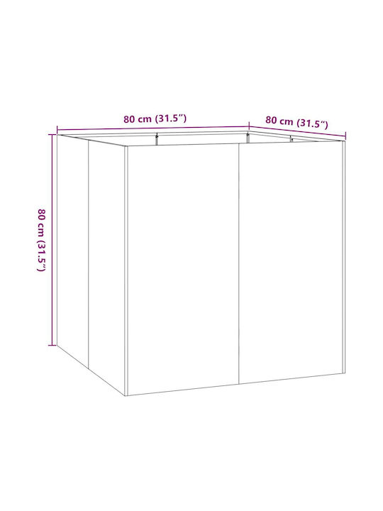 vidaXL Metallischer Silberner Blumenkasten 80x80x80cm