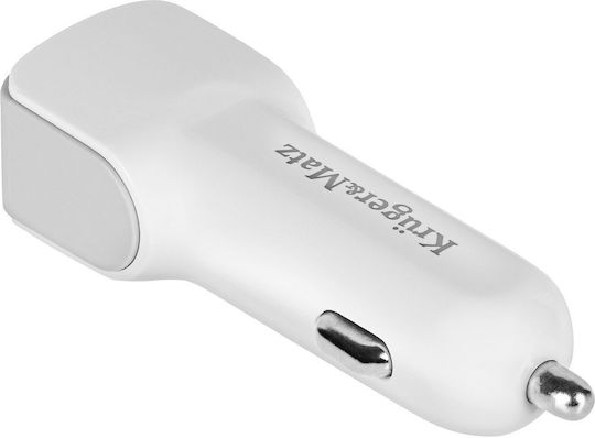 Kruger & Matz Car Charger & Kabel Mikro-USB Autoladegerät 3.1A Schnellladen mit Anschlüssen: 2xUSB-A zusammen mit Kabel Mikro-USB Weiß Farbe