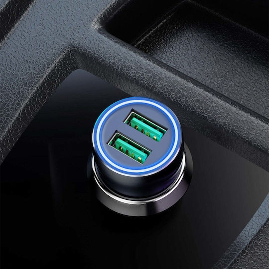 Dudao R4+ Auto-Ladegerät 18W 3A mit Anschlüssen: 2xUSB Schwarz Farbe