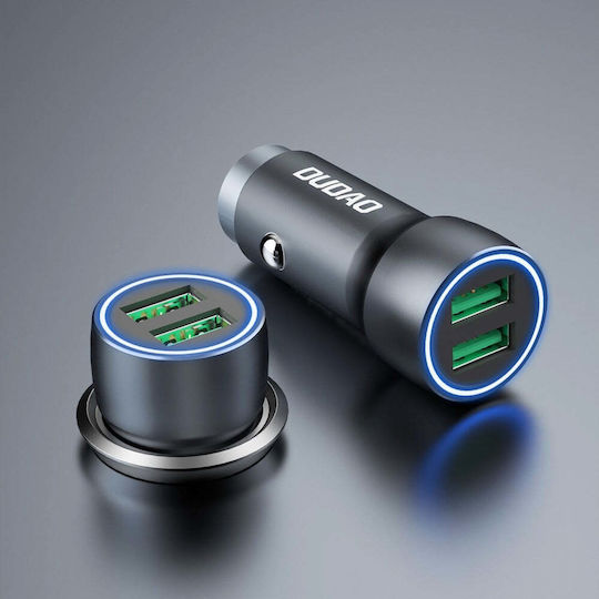 Dudao R4+ Auto-Ladegerät 18W 3A mit Anschlüssen: 2xUSB Schwarz Farbe