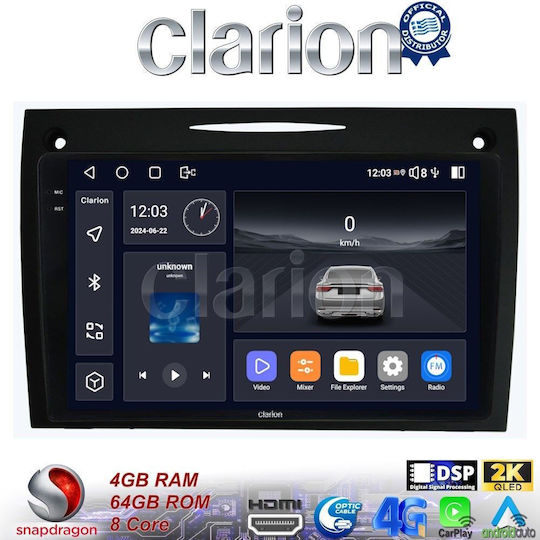 Clarion Car Audio System for Mercedes-Benz SLK 2004-2010 (Bluetooth/USB/WiFi/GPS/Apple-Carplay/Android-Auto) with Touch Screen 9"