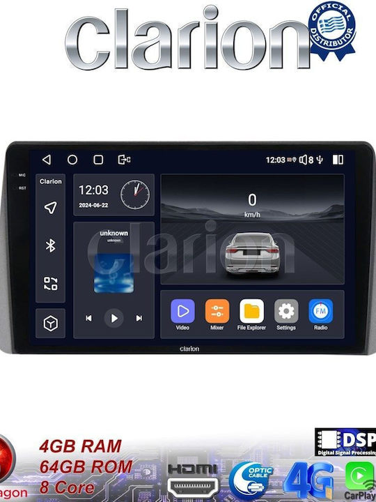 Clarion Ηχοσύστημα Αυτοκινήτου για Fiat Tipo 2015 > 2019 (Bluetooth/USB/WiFi/GPS/Apple-Carplay/Android-Auto)