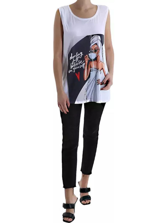 Women's Summer Blouse Sleeveless White