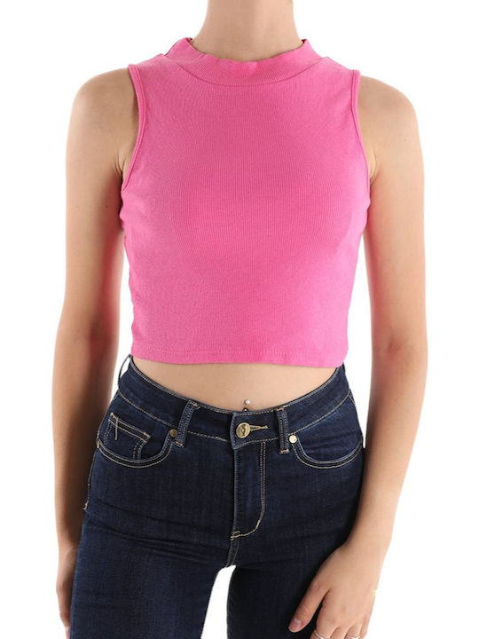 Bluze Damă Crop Top Fără Mânecă Pentru Vara Culoare Fuchsia