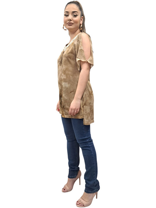 Women's Summer Blouse Sleeveless Beige