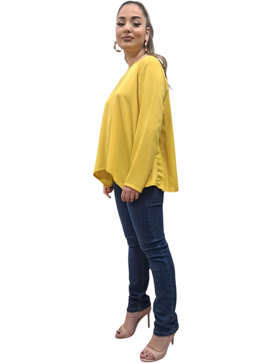 Women's Summer Blouse Long Sleeve Yellow