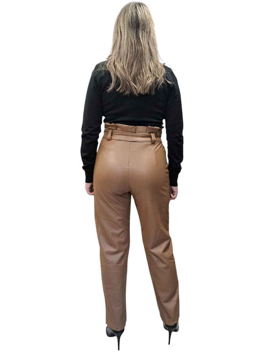 Remix Women's Leather Trousers Brown