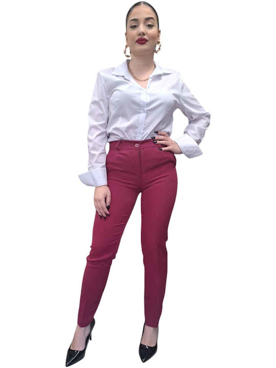 Damen Stoff Hose Burgundisch