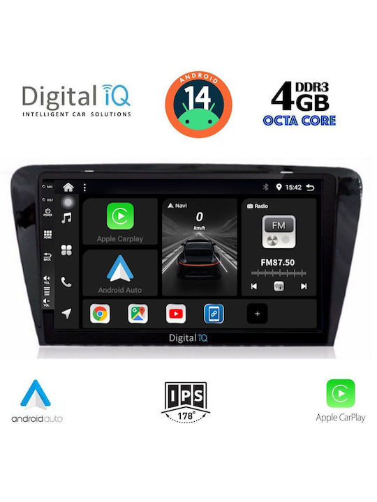 Digital IQ Car Audio System for Skoda Octavia 2013-2021 (Bluetooth/USB/WiFi/GPS/Apple-Carplay/Android-Auto) with Touch Screen 10"