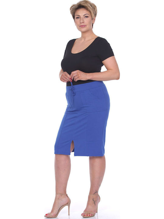 Baumwollrock Lower Knee Rock Unifarbener Schnitt Blau