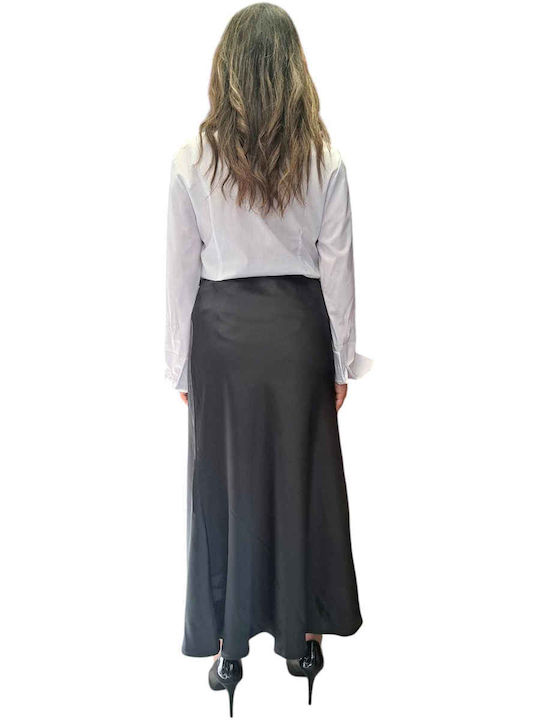 Remix Satin Midi Skirt in Black Color