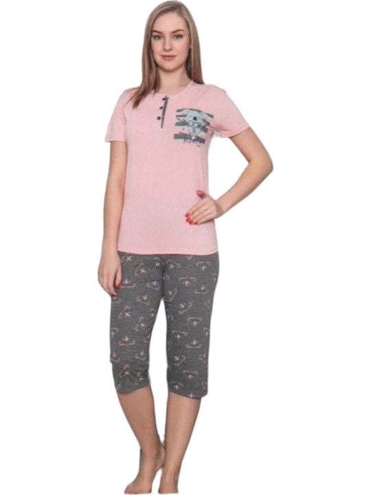 Remix Sommer Damen Pyjama-Set Rosa