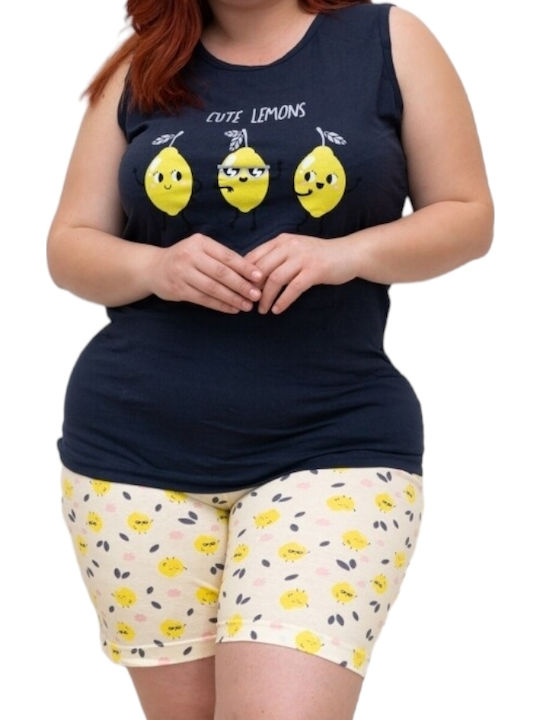 Remix Sommer Damen Pyjama-Set Gelb