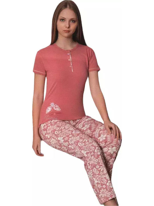 Remix Sommer Damen Pyjama-Set Rosa
