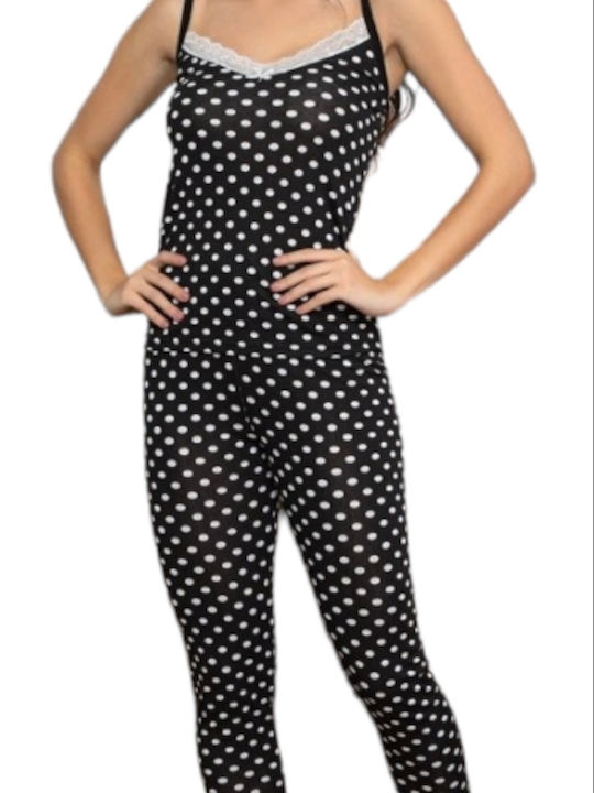 Remix Sommer Damen Pyjama-Set Schwarz