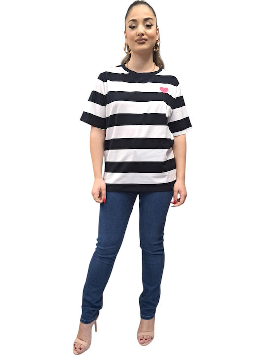 Γυναικείο Oversized T-shirt Ριγέ Άσπρο/μαύρο