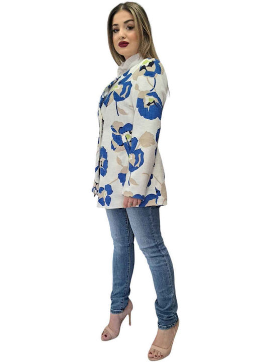 Damen Blau Mantel mit Knöpfen
