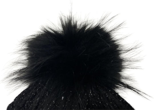 Pom Pom Beanie Frauen Beanie Gestrickt in Schwarz Farbe