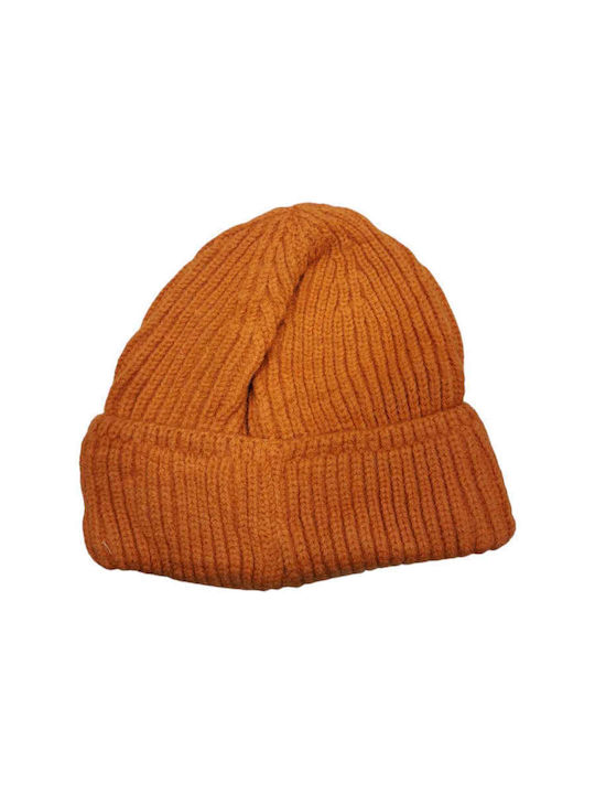Beanie Γυναικείος Σκούφος Πλεκτός σε Πορτοκαλί χρώμα