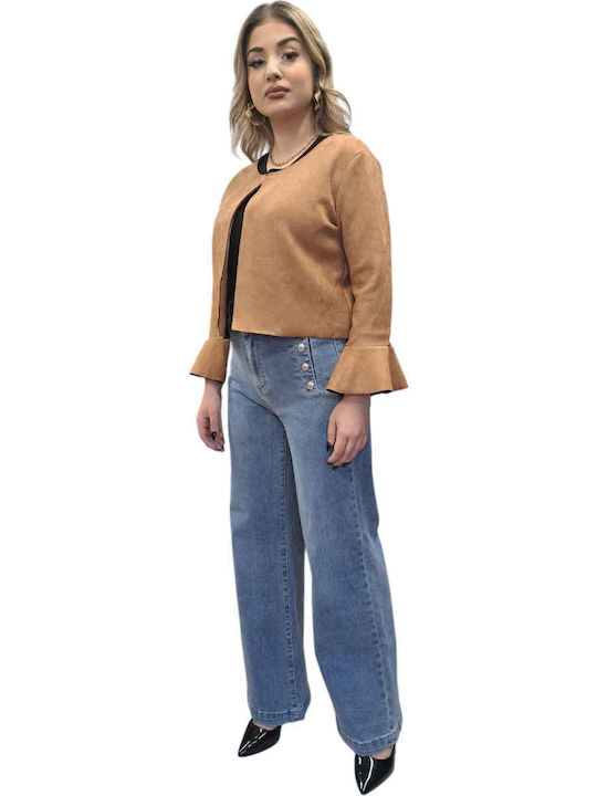 Remix Damen Leder Blazer Beige
