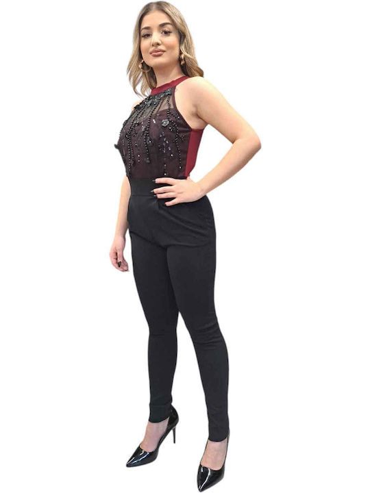 Women's Sleeveless One-piece Suit Burgundy