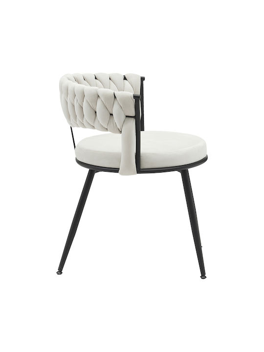 Alkia Dining Room Velvet Chair Beige 60x57x68cm