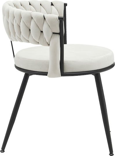 Alkia Dining Room Velvet Chair Beige 60x57x68cm