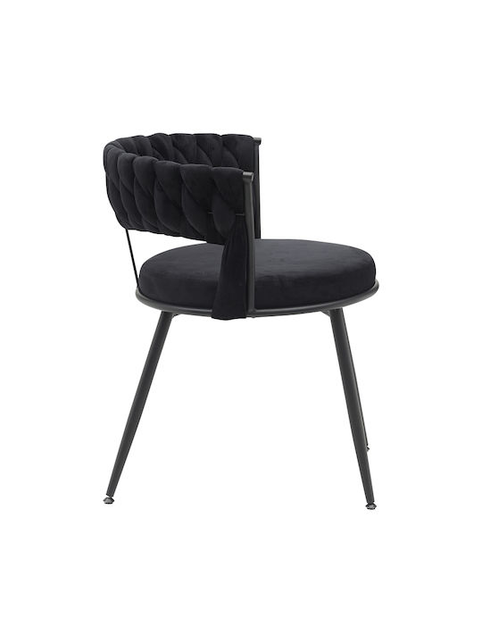 Alkia Scaune Sala de mese Catifelate Negru 1buc 60x57x68buc