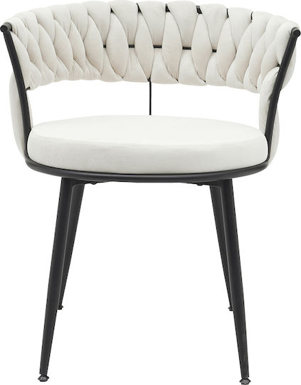 Alkia Dining Room Velvet Chair Beige 60x57x68cm
