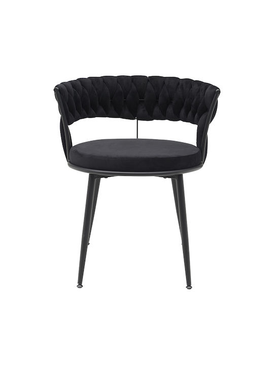 Alkia Scaune Sala de mese Catifelate Negru 1buc 60x57x68buc