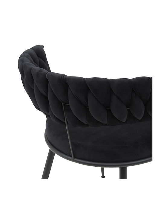 Alkia Scaune Sala de mese Catifelate Negru 1buc 60x57x68buc