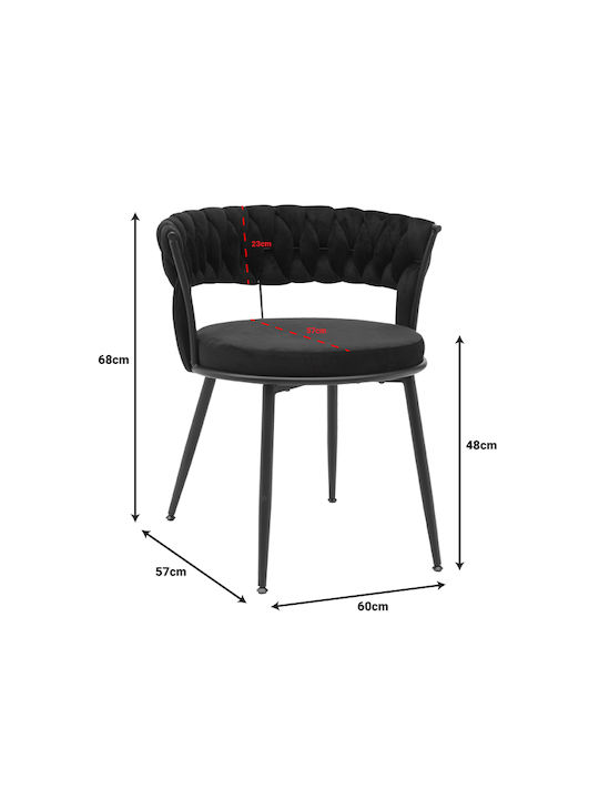 Alkia Scaune Sala de mese Catifelate Negru 1buc 60x57x68buc