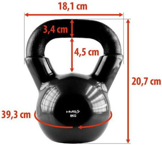 HMS KNV08 Kettlebell από Μαντέμι 8kg Μαύρο
