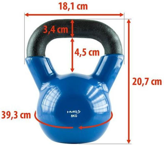 HMS KNV08 Kettlebell Βινυλίου 8kg Μπλε