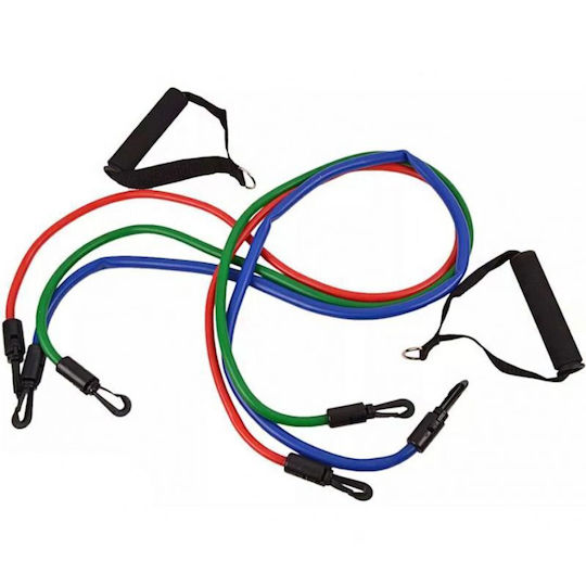Profit Rubber Expander Benzi de rezistență tubulare pentru exerciții cu mânere seturi 3buc Colorate 1.2m