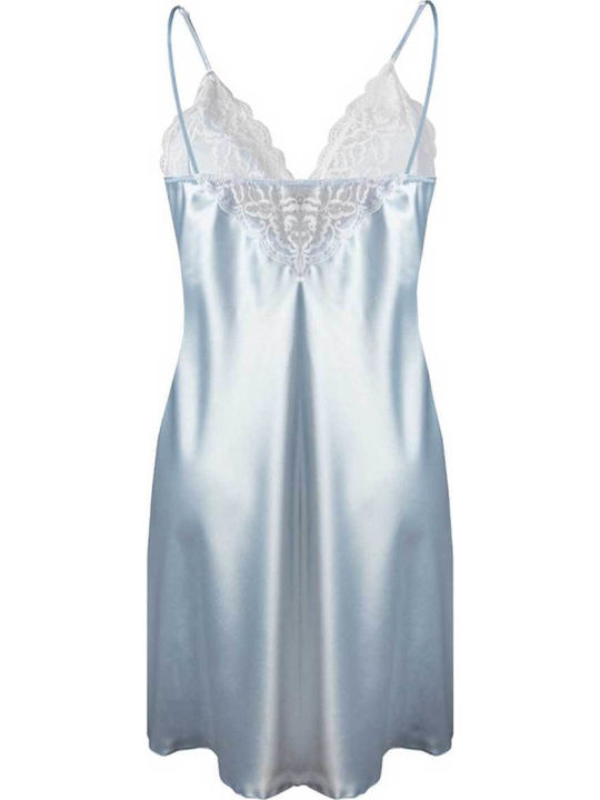 Dkaren Winter Women's Nightdress Baby Blue