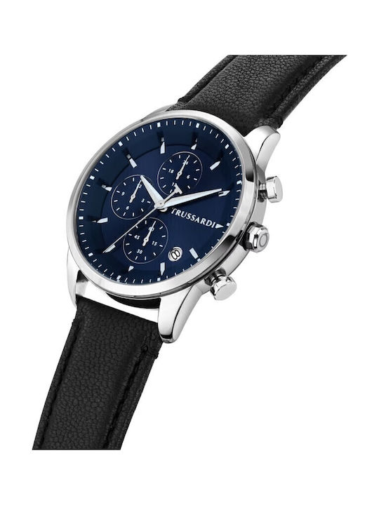 Trussardi Tbridge Ανδρικό Ρολόι Χρονογράφος Μπαταρίας με Μαύρο Μεταλλικό Μπρασελέ