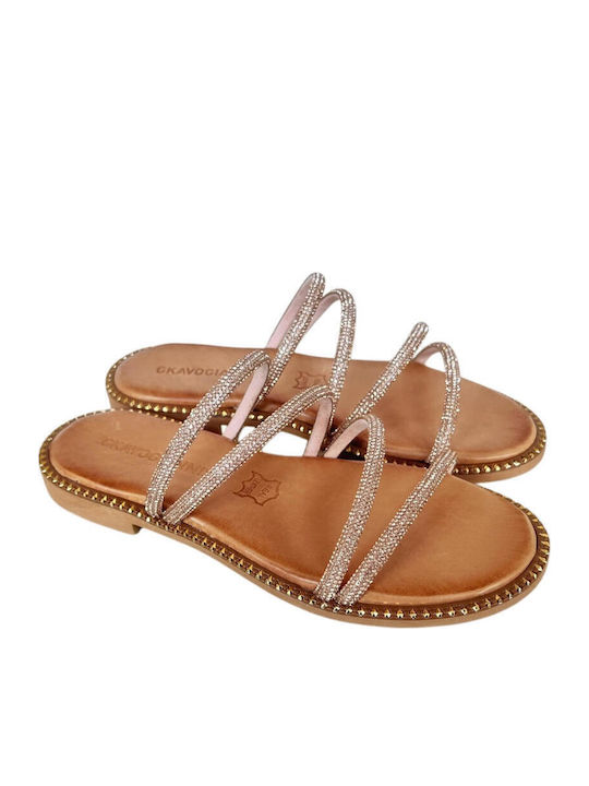 Sandale Casual Damă Din Piele Roz Auriu