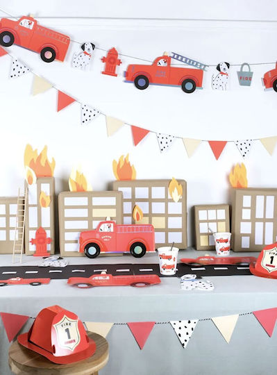 Meri Meri Fire Truck Ποτήρι για Party 8τμχ