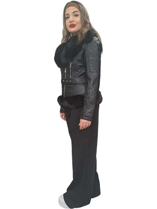 Remix Jacket Biker made of Leatherette BLACK