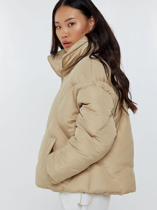 Women's Short Lifestyle Jacket for Winter Beige