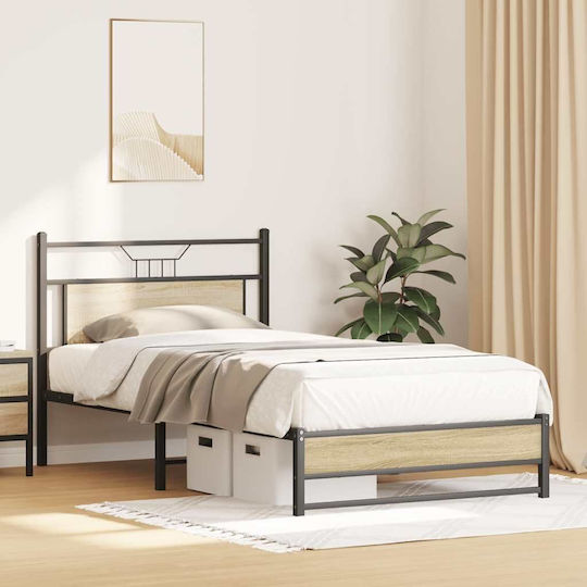 Double Wooden Bed Brown with Slats for Mattress 107x203cm 4106958