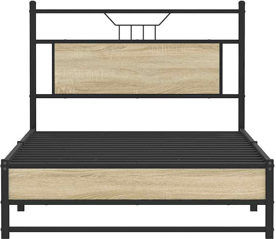 Double Wooden Bed Brown with Slats for Mattress 107x203cm 4106958