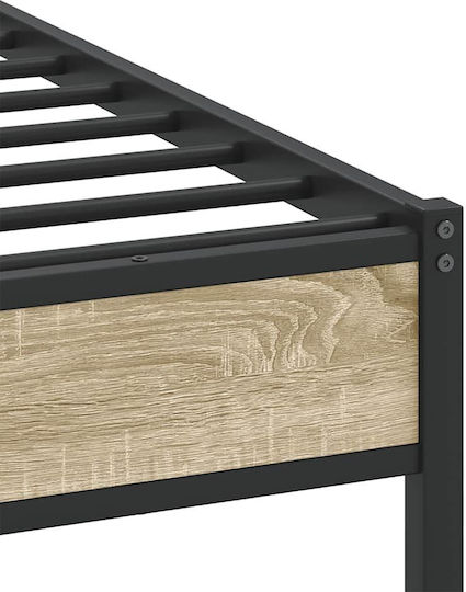 Double Wooden Bed Brown with Slats for Mattress 107x203cm 4106958